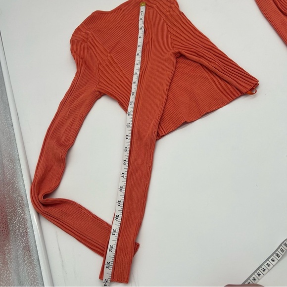 Ronny Kobo Orange Ribbed 2-Piece Set – Crop Top & Maxi Skirt – Size M - Picture 13 of 16